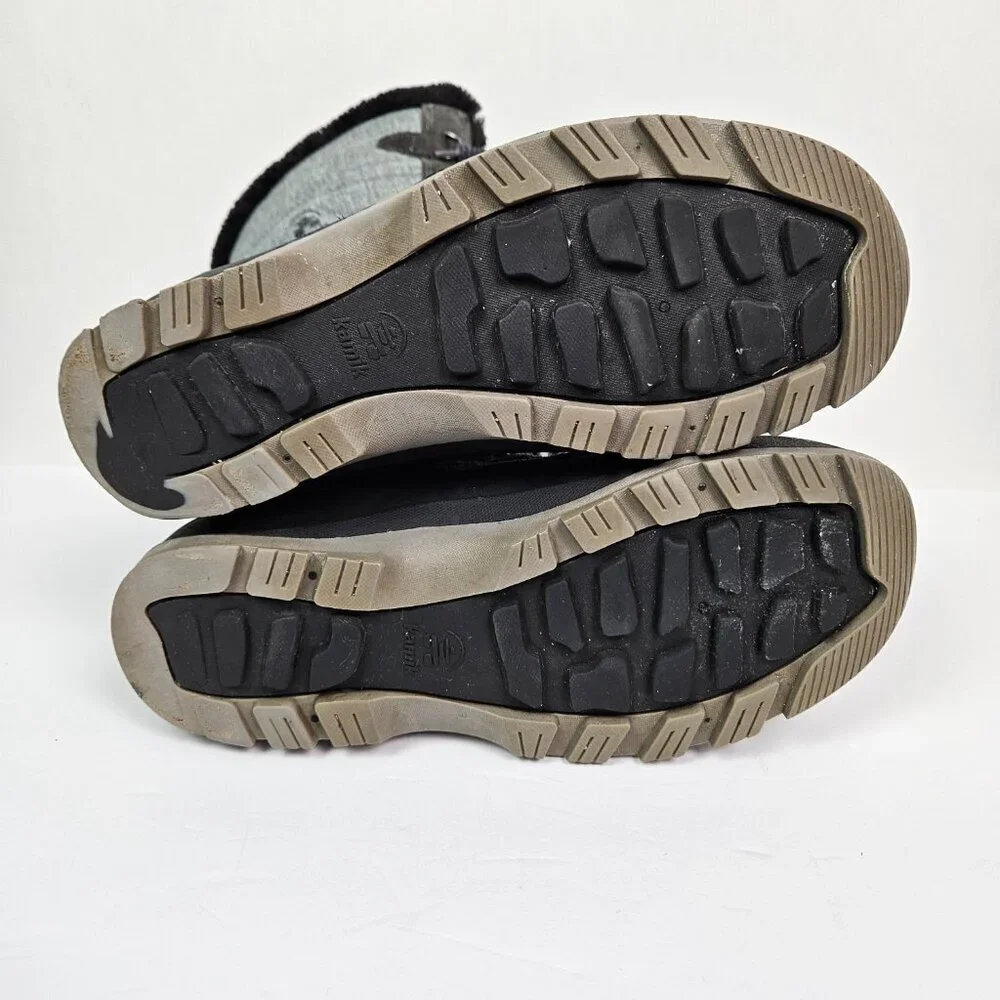 Kamik Snovalley 2 Gray/Black Faux Fur Lined Winter Lace Up Snow Boot 8